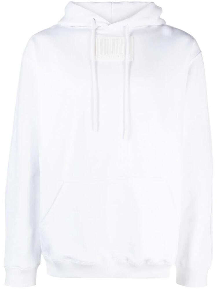 VTMNTS barcode-patch drawstring hoodie - White Cover