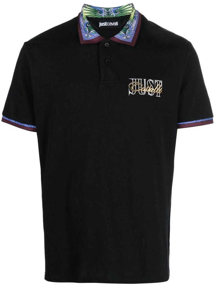 Just Cavalli contrasting-border cotton polo shirt - Black Cover