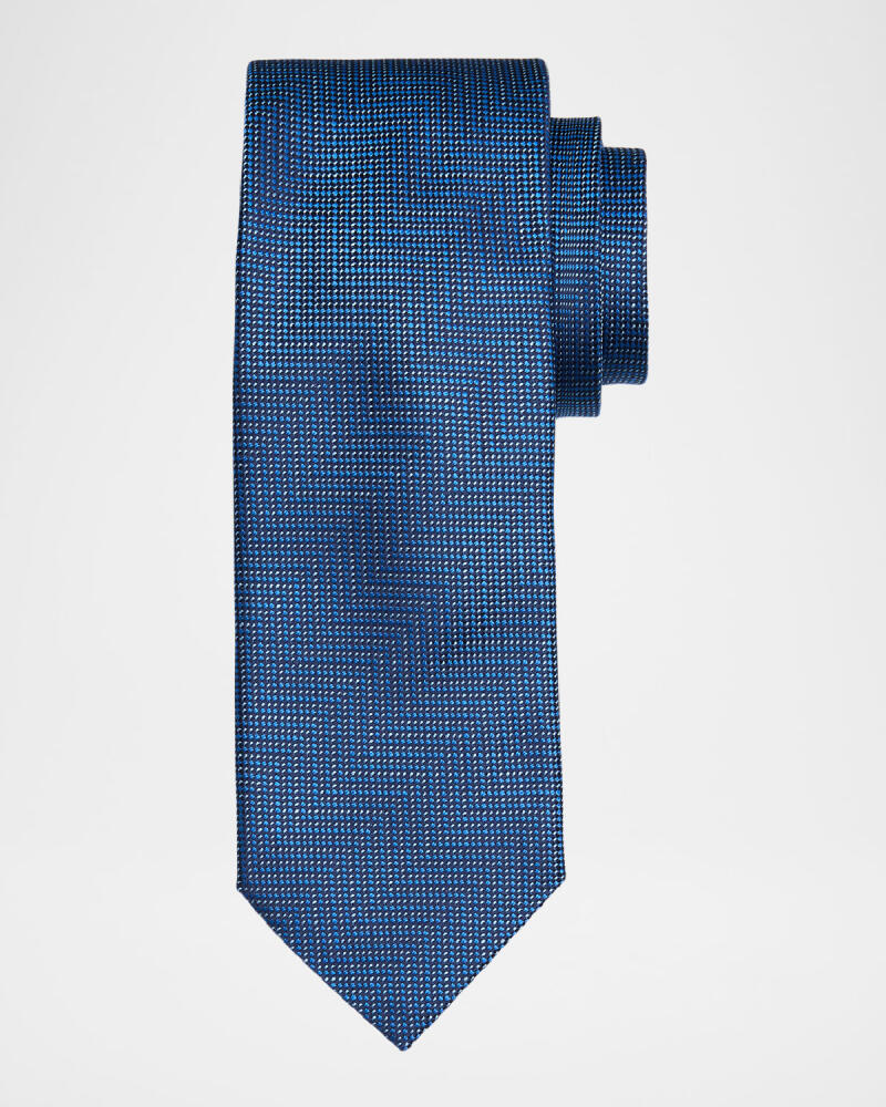 Eton Men's Woven Herringbone Silk Tie Cover