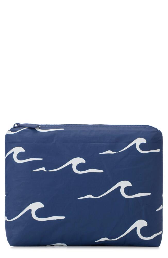 Aloha Collection Small Water Resistant Tyvek® Zip Pouch in White On Navy Cover