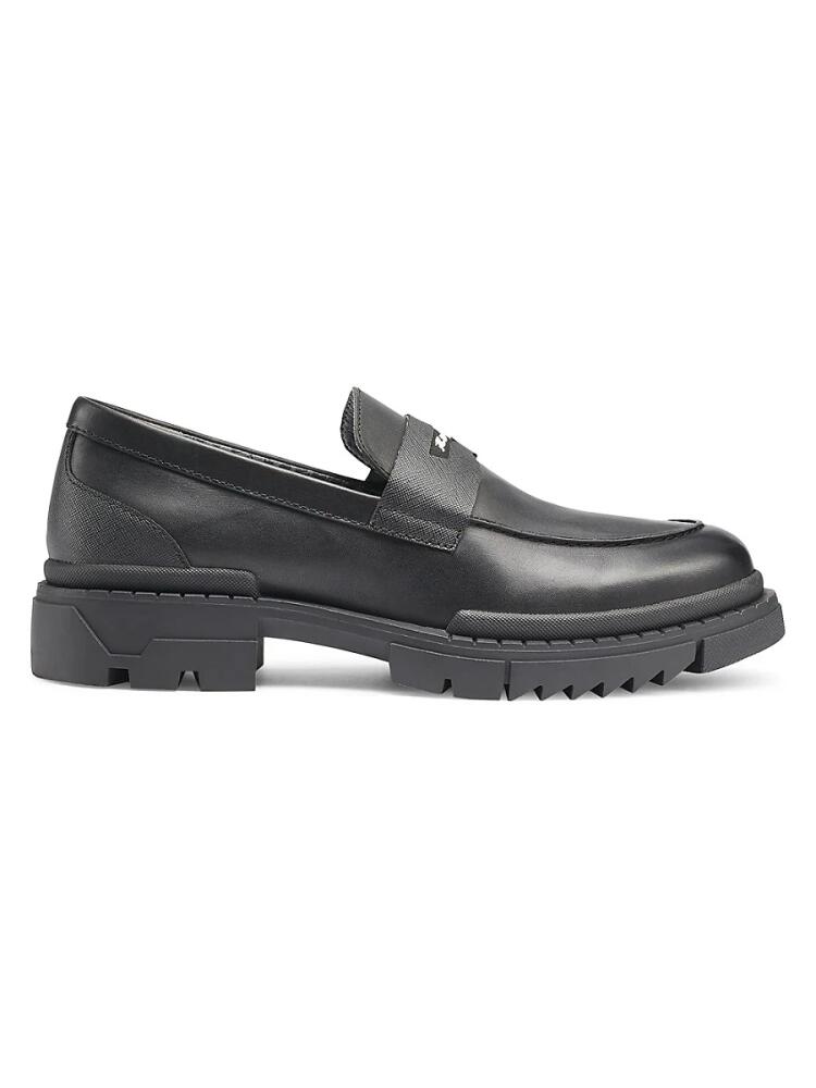 Karl Lagerfeld Paris Men's Logo Leather Penny Loafers - Black Cover