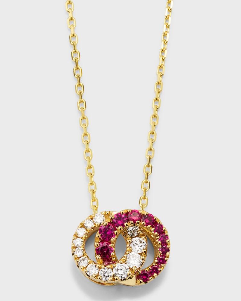 Frederic Sage 18K Yellow Gold Mini Love Half Diamond and Ruby Pendant Necklace Cover