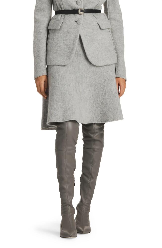 St. John Collection Brushed Wool & Mohair Blend A-Line Skirt in Light Heather Gray Cover