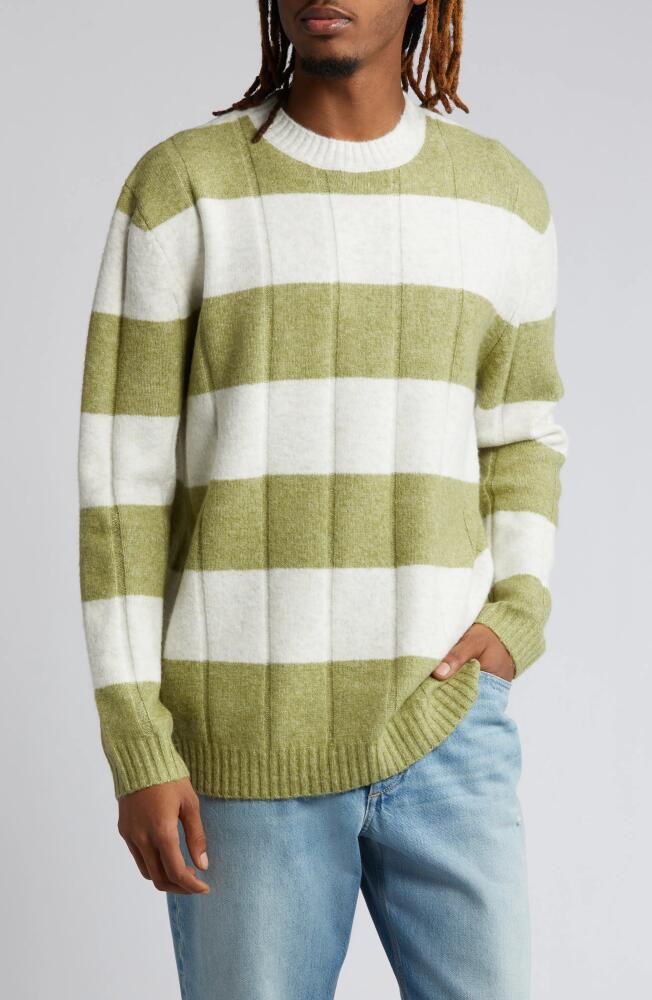 Topman Stripe Crewneck Sweater in Medium Green Cover