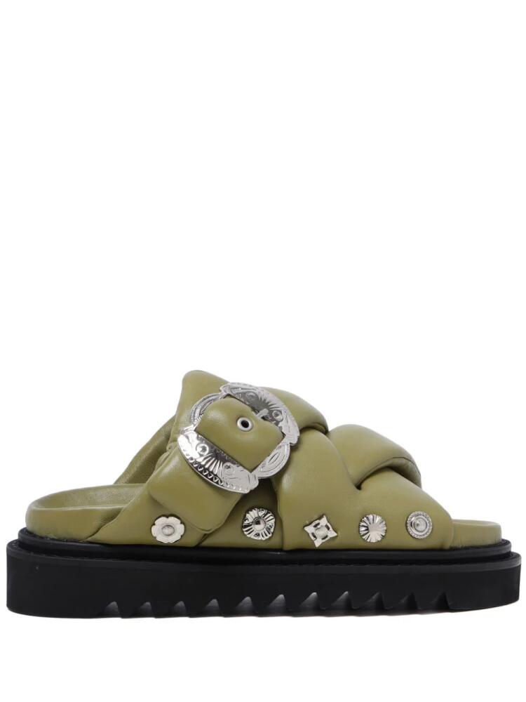 Toga Pulla stud-embellished padded sandals - Green Cover