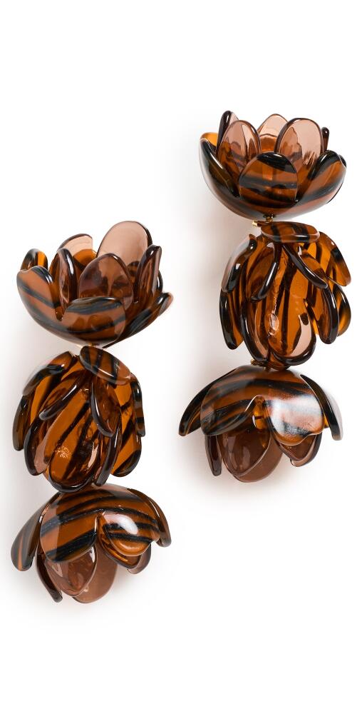 Lele Sadoughi Rose Petal Triple Drop Clip On Earrings Tigers Eye Cover