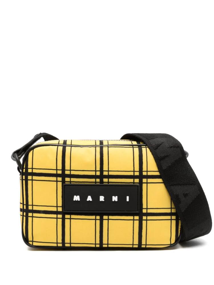 Marni logo-patch leather shoulder bag - Yellow Cover