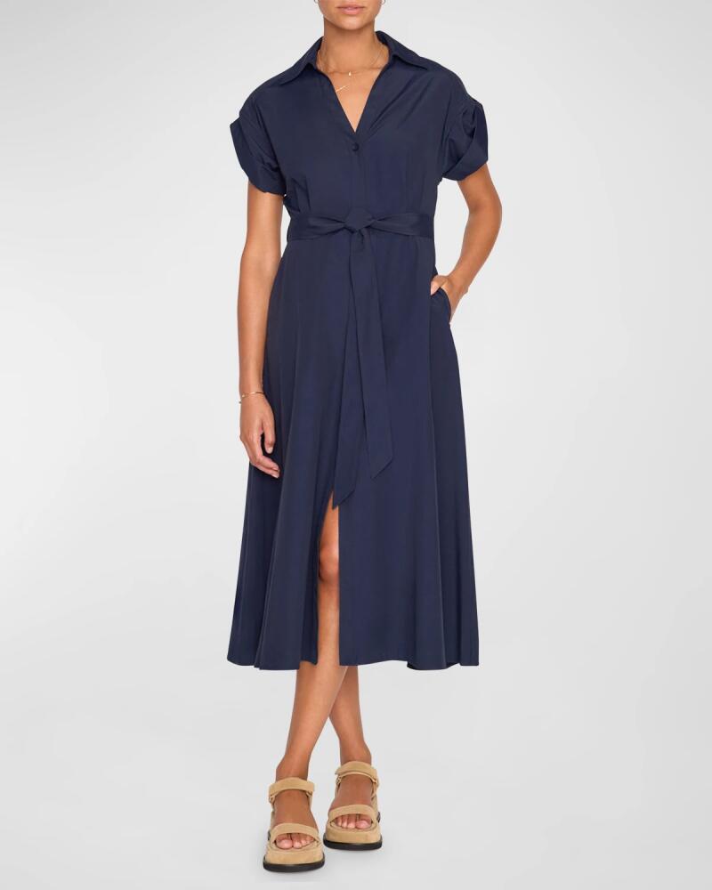 Brochu Walker Fia Belted Short-Sleeve Poplin Midi Shirtdress Cover