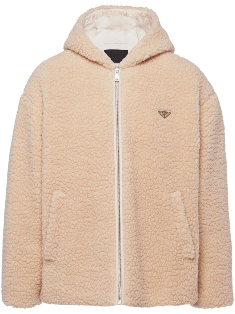 Prada triangle-logo fleece jacket - Neutrals Cover