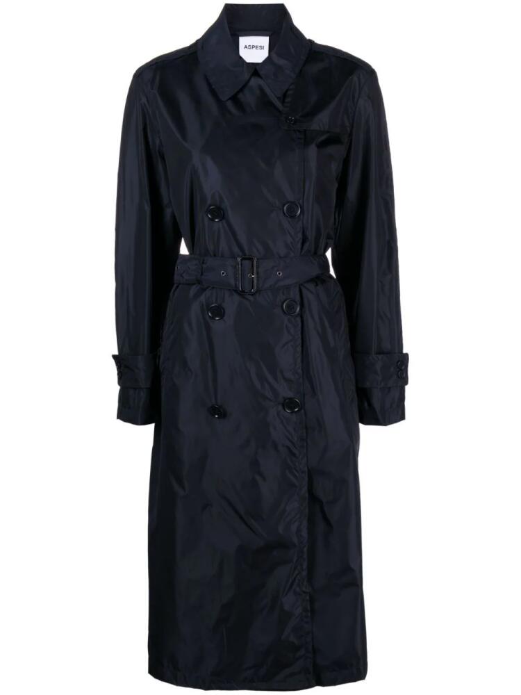 ASPESI double-breasted belted trench coat - Blue Cover