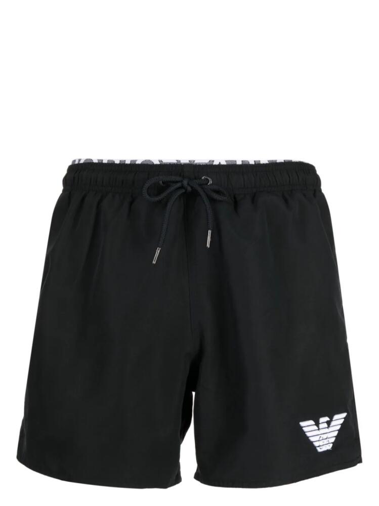 Emporio Armani logo-print drawstring swim shorts - Black Cover