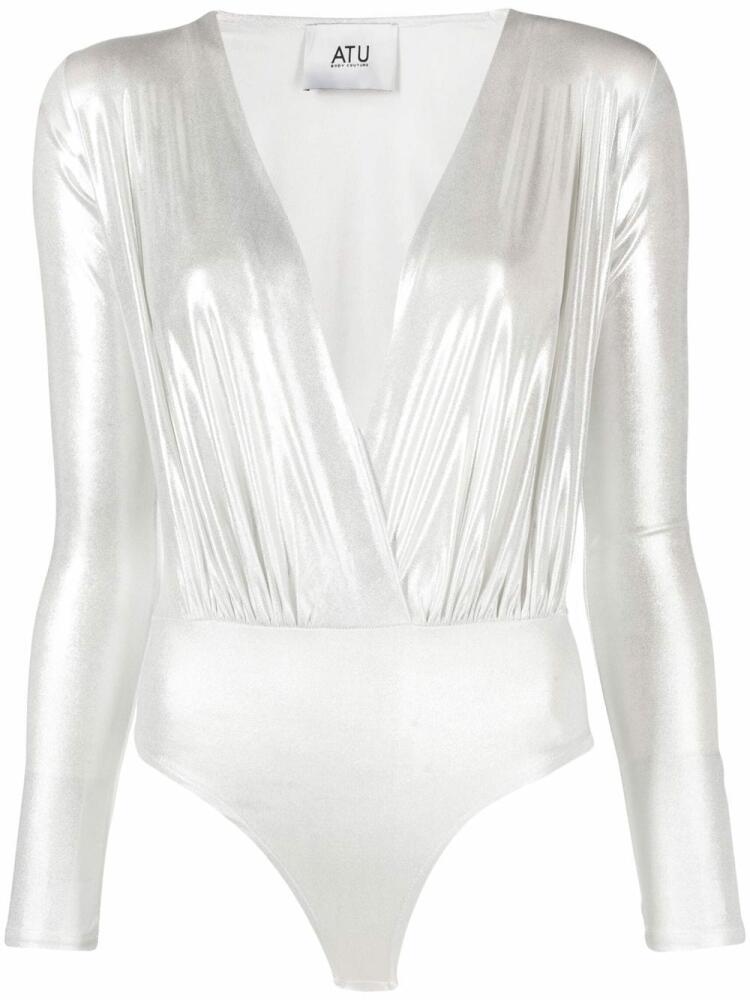 Atu Body Couture metallic V-neck bodysuit - Silver Cover