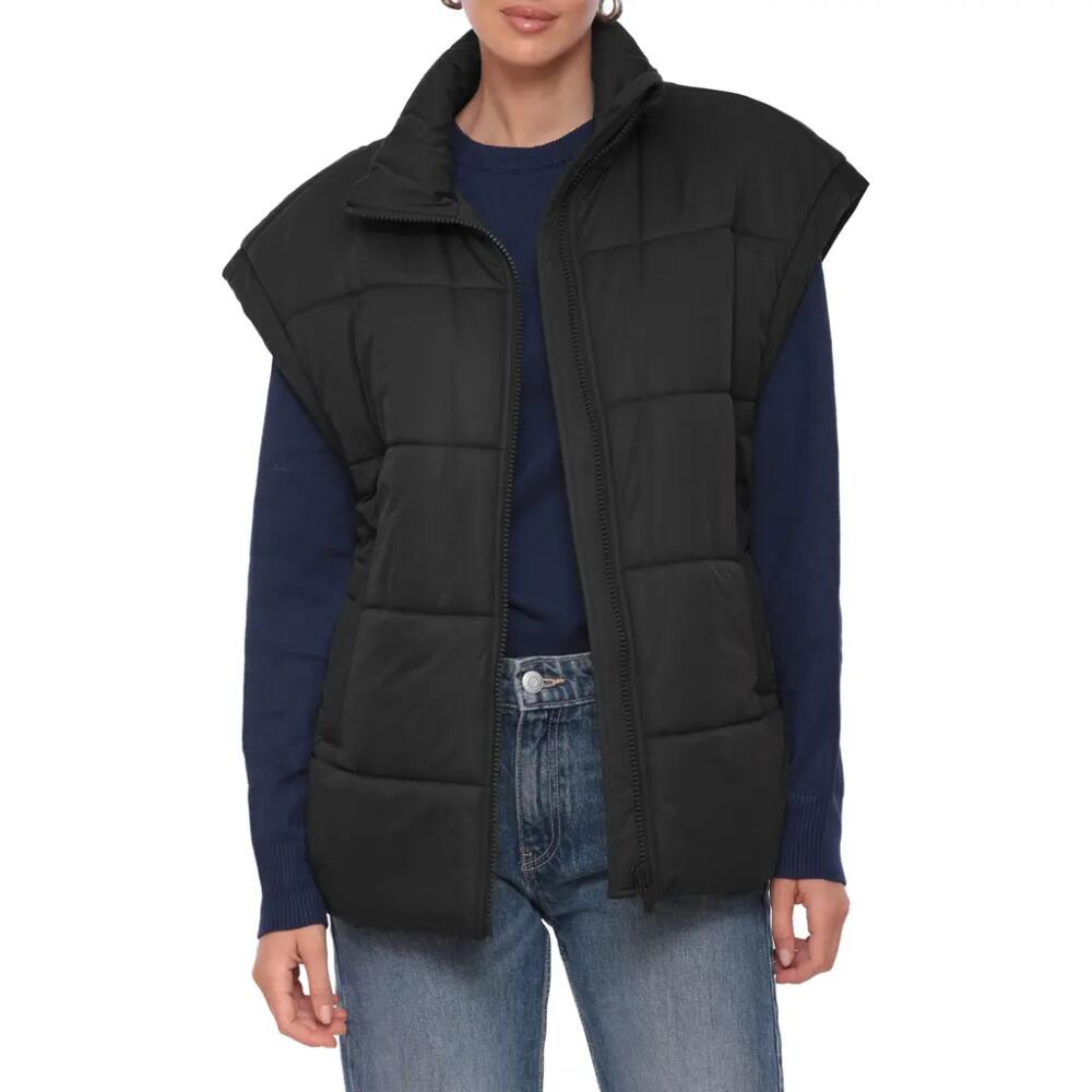 Avec Les Filles Boxy Oversize Quilted Puffer Vest in Black Cover