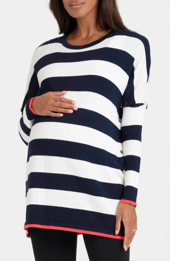 Seraphine Boxy Stripe Maternity/Nursing Sweater in Navy Stripe Cover