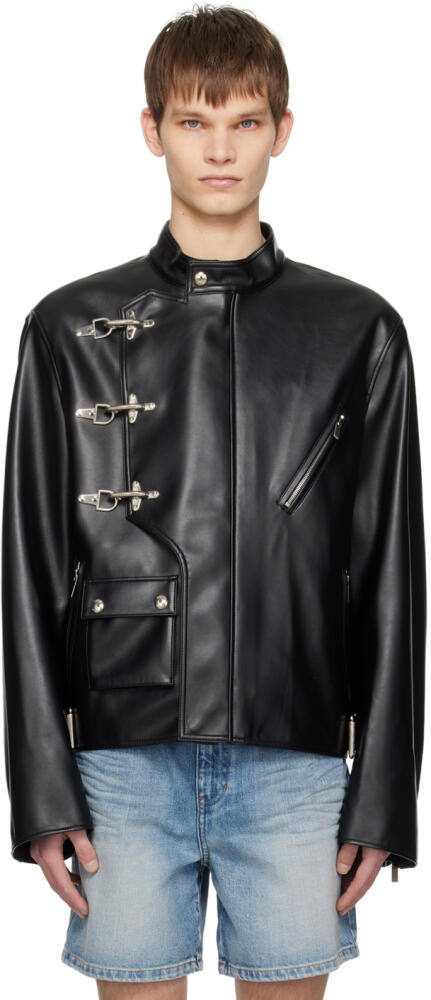 System Black B-7 Flight Faux-Leather Jacket Cover