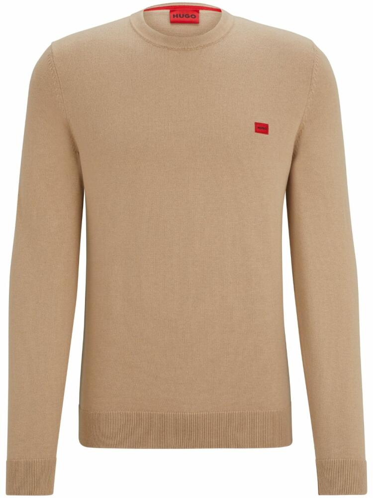 HUGO logo-appliqué cotton jumper - Brown Cover