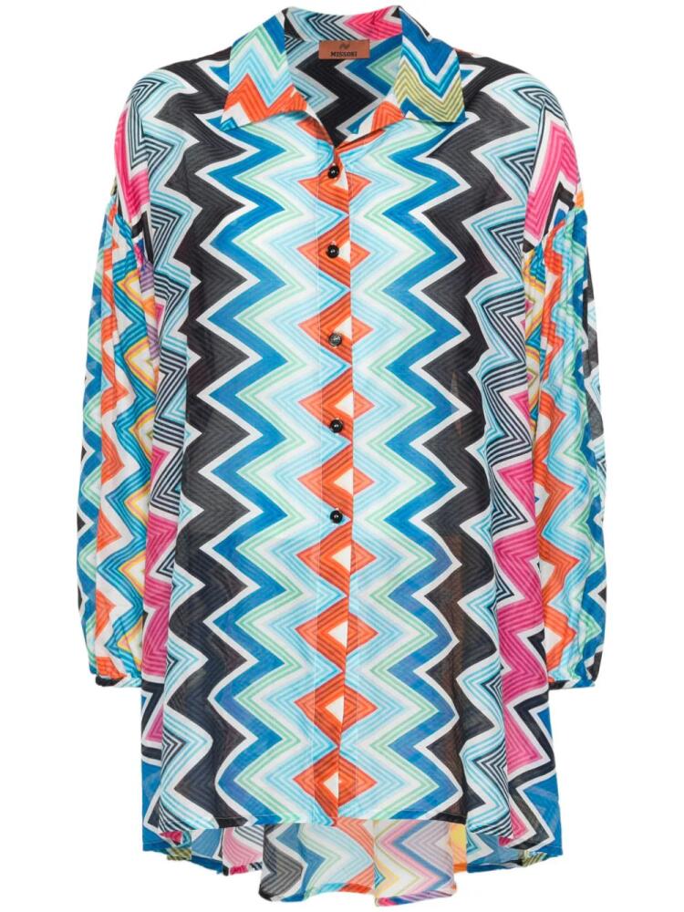 Missoni zigzag balloon-sleeves shirt - Blue Cover