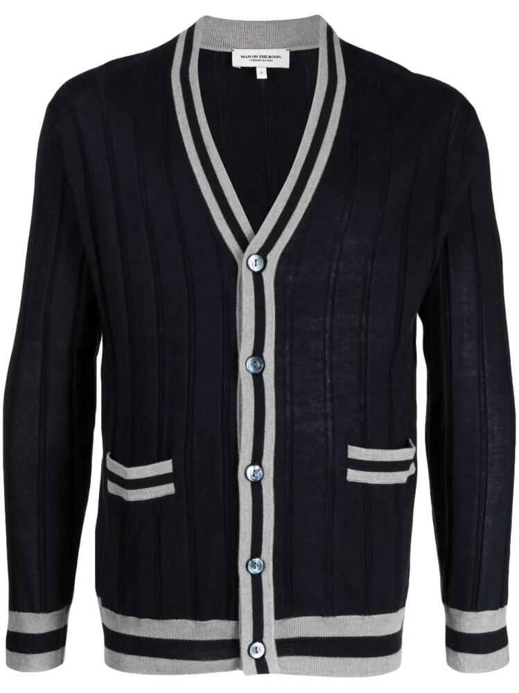 Man On The Boon. two-tone buttoned cardigan - Blue Cover