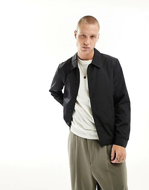 ASOS DESIGN lightweight coach jacket in black Cover