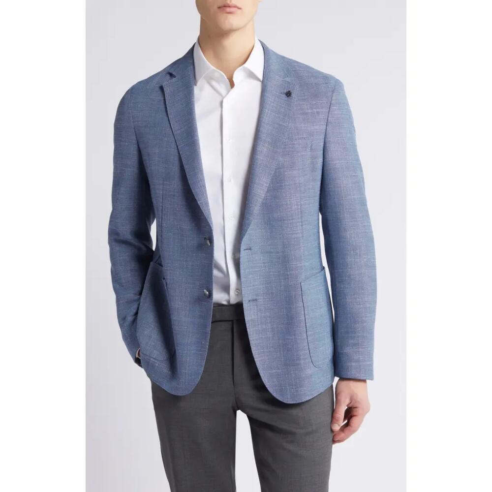 BOSS Hanry Slub Stretch Sport Coat in Open Blue Cover