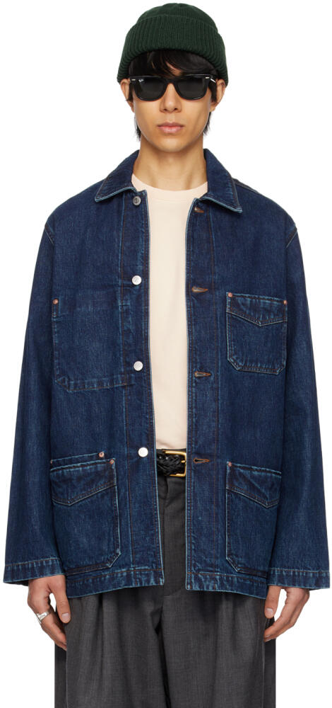 Drake's Indigo Five-Pocket Denim Jacket Cover