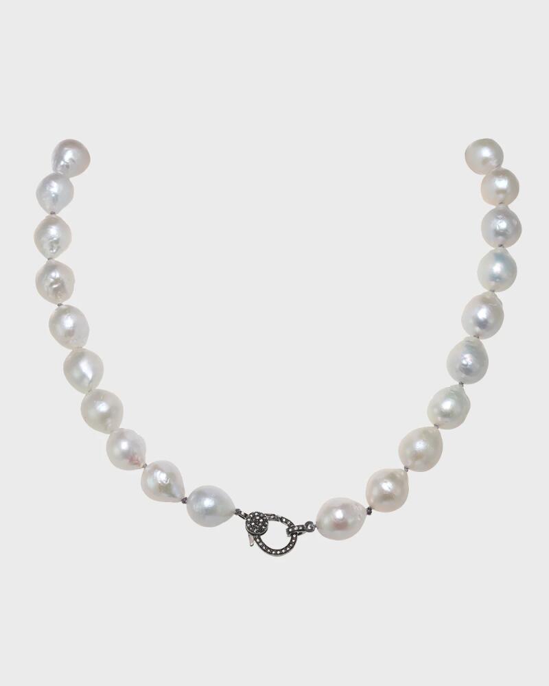 Margo Morrison Small White Baroque Pearl Necklace with Diamond Clasp, 10-12mm, 18"L Cover