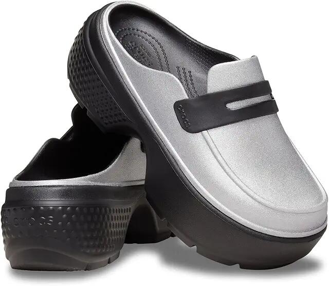 Crocs Stomp Loafers (Silver/Black) Flat Shoes Cover