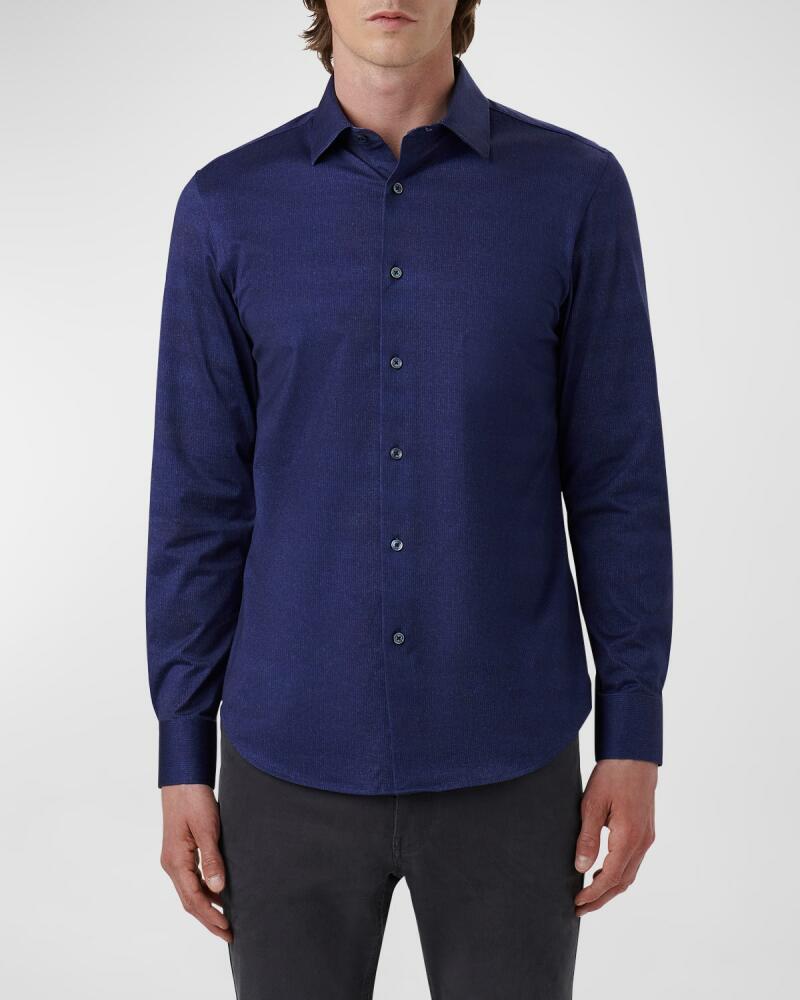 Bugatchi Men's James Melange OoohCotton Sport Shirt Cover