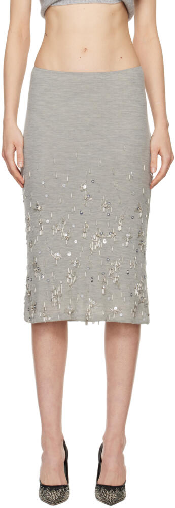 Christopher Esber Gray Crystal Cluster Midi Skirt Cover