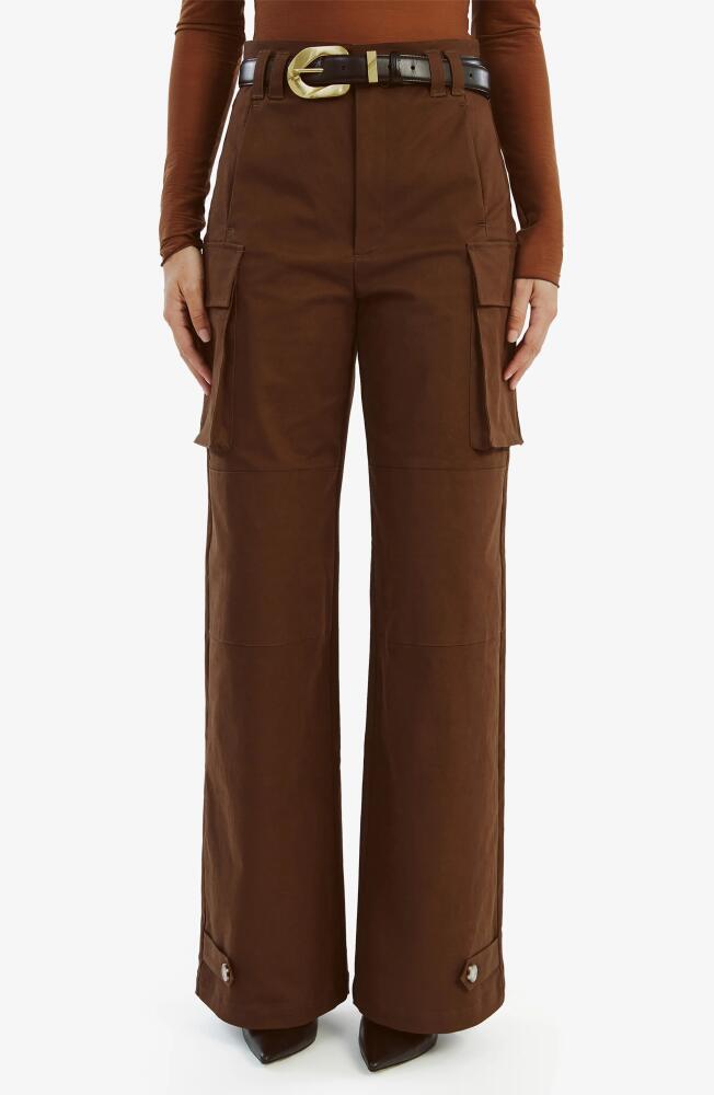 Bardot Tybi High Waist Wide Leg Cargo Pants in Chocolate Cover