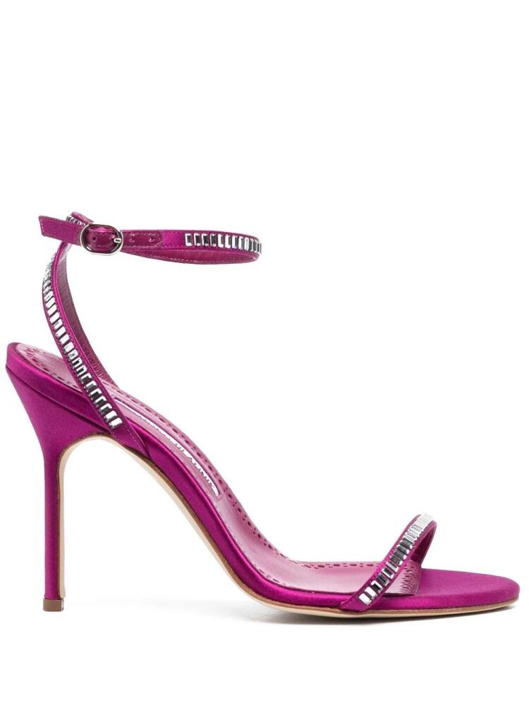 Manolo Blahnik Crinastra 105mm satin strappy sandals - Pink Cover