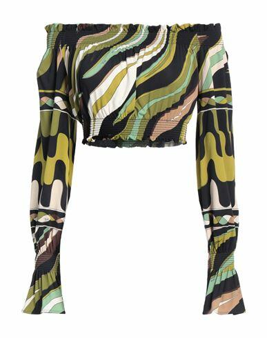 Pucci Woman Top Military green Viscose, Silk Cover