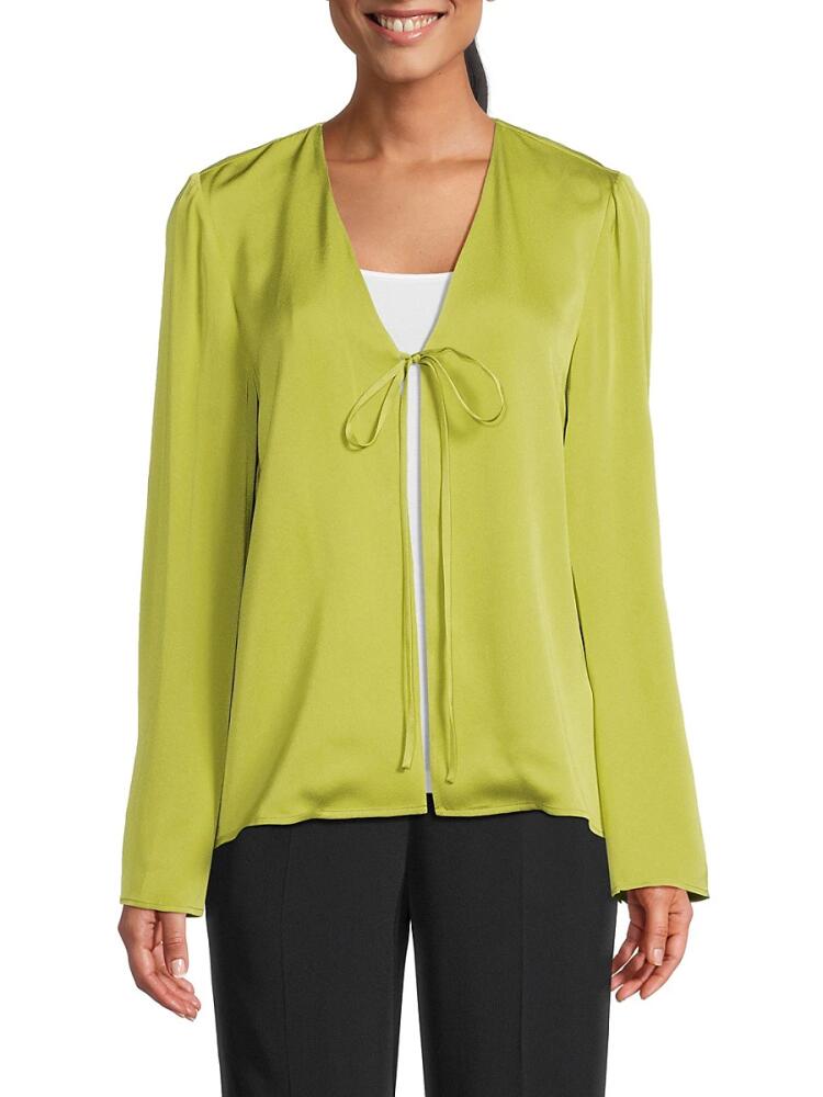 Jason Wu Women's Satin Tie Front Blouse - Green Tea Cover