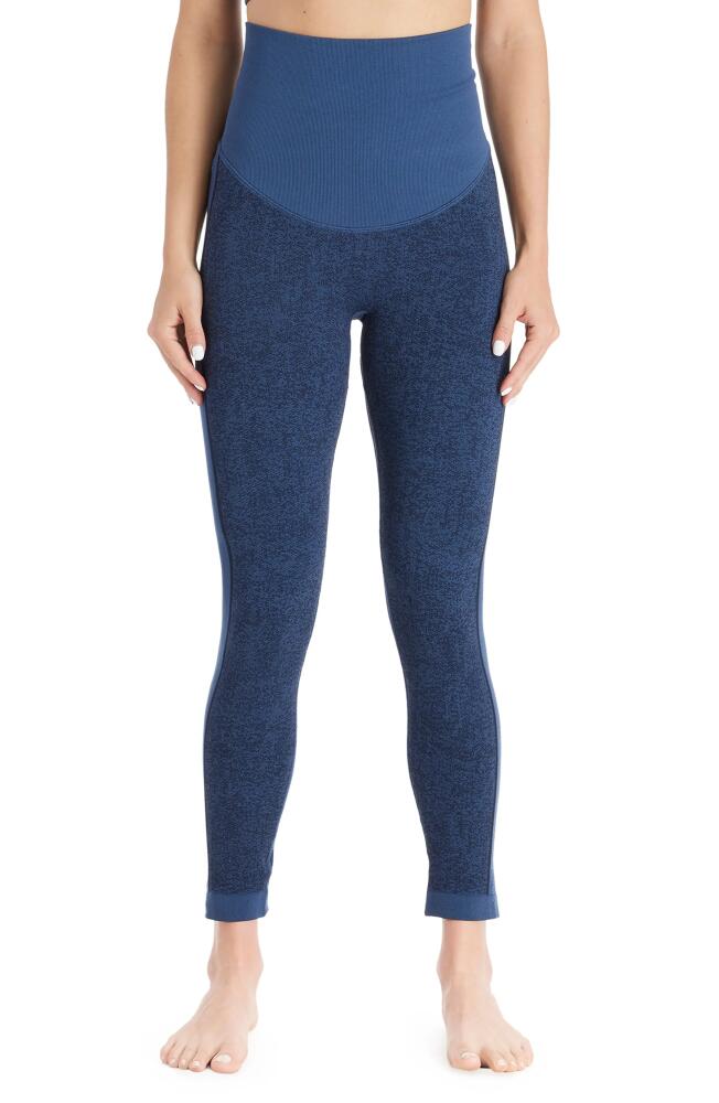 Modern Eternity Activewear Maternity Leggings in Navy Jacquard Cover