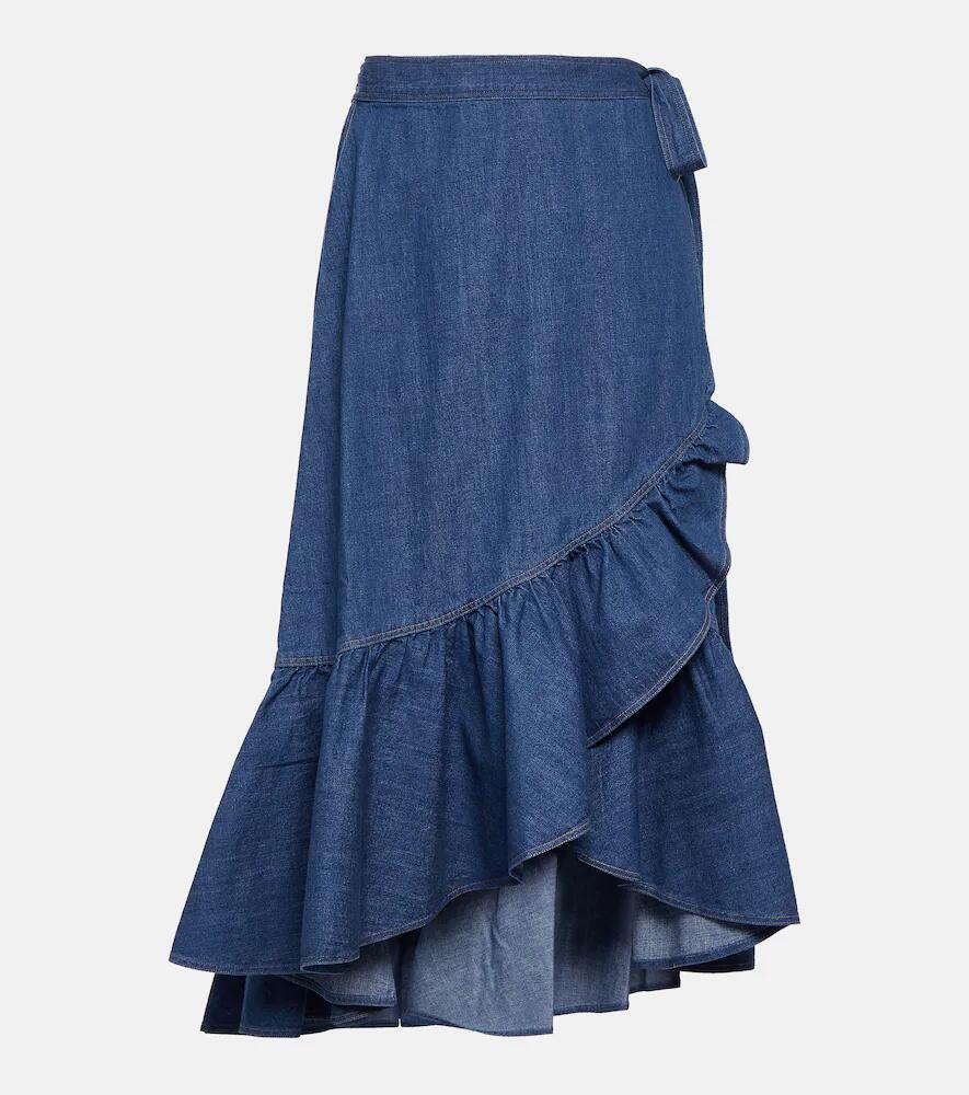 Polo Ralph Lauren Ruffled cotton chambray wrap skirt Cover