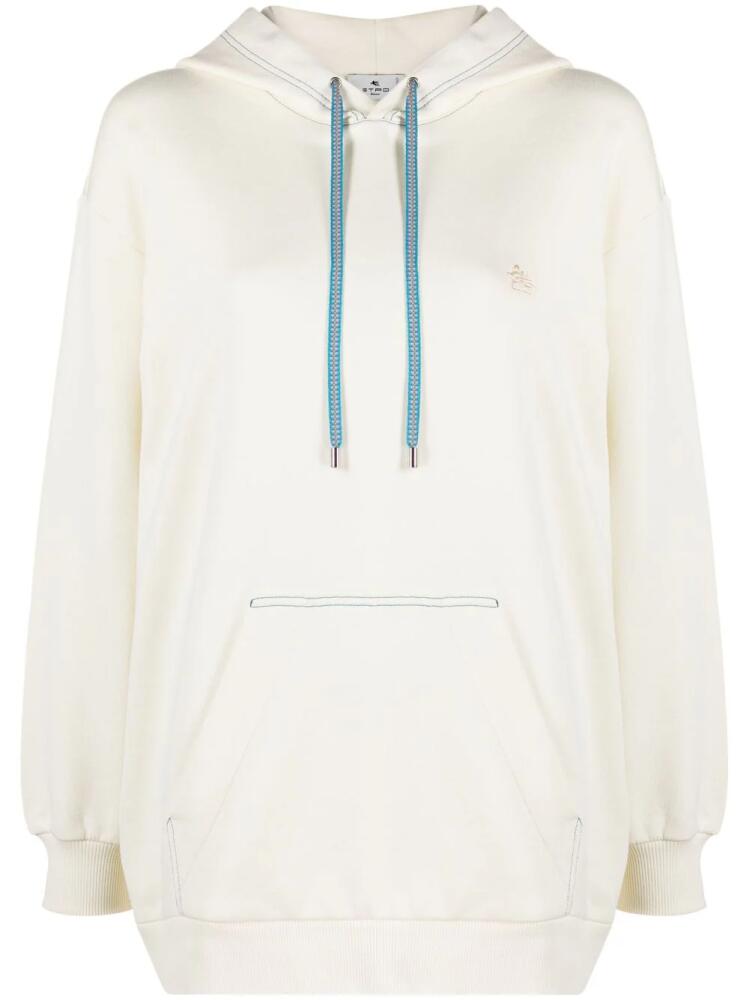 ETRO embroidered-logo cotton hoodie - White Cover