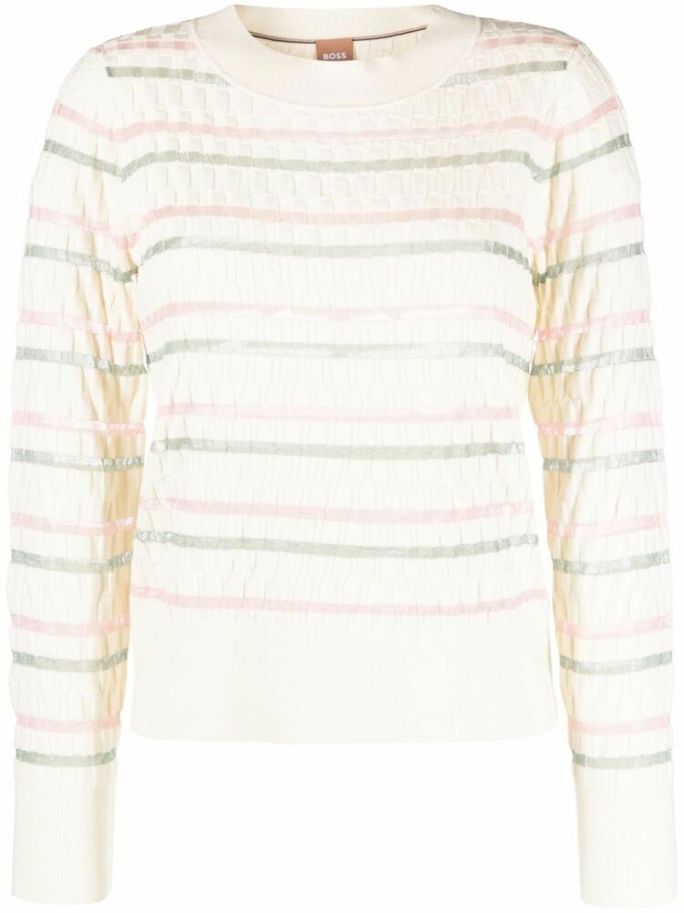 BOSS double-striped knitted sweater - White Cover