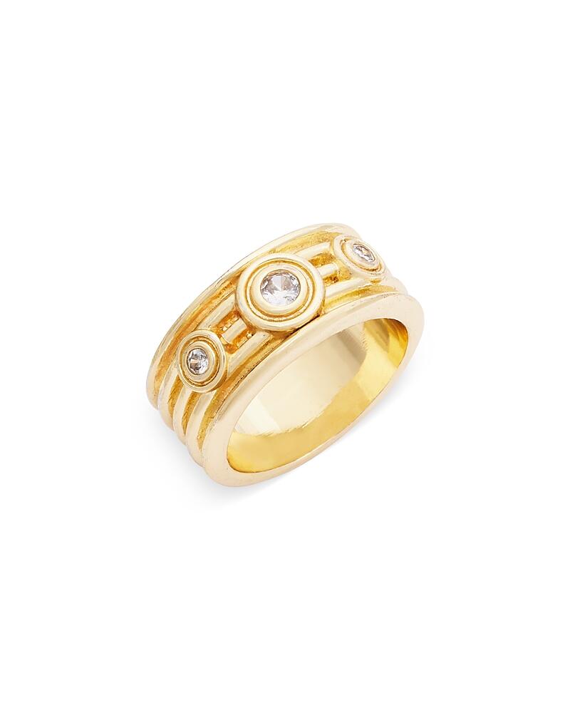 Aqua Cubic Zirconia Ribbed Ring in 14K Gold Plated - Exclusive Cover