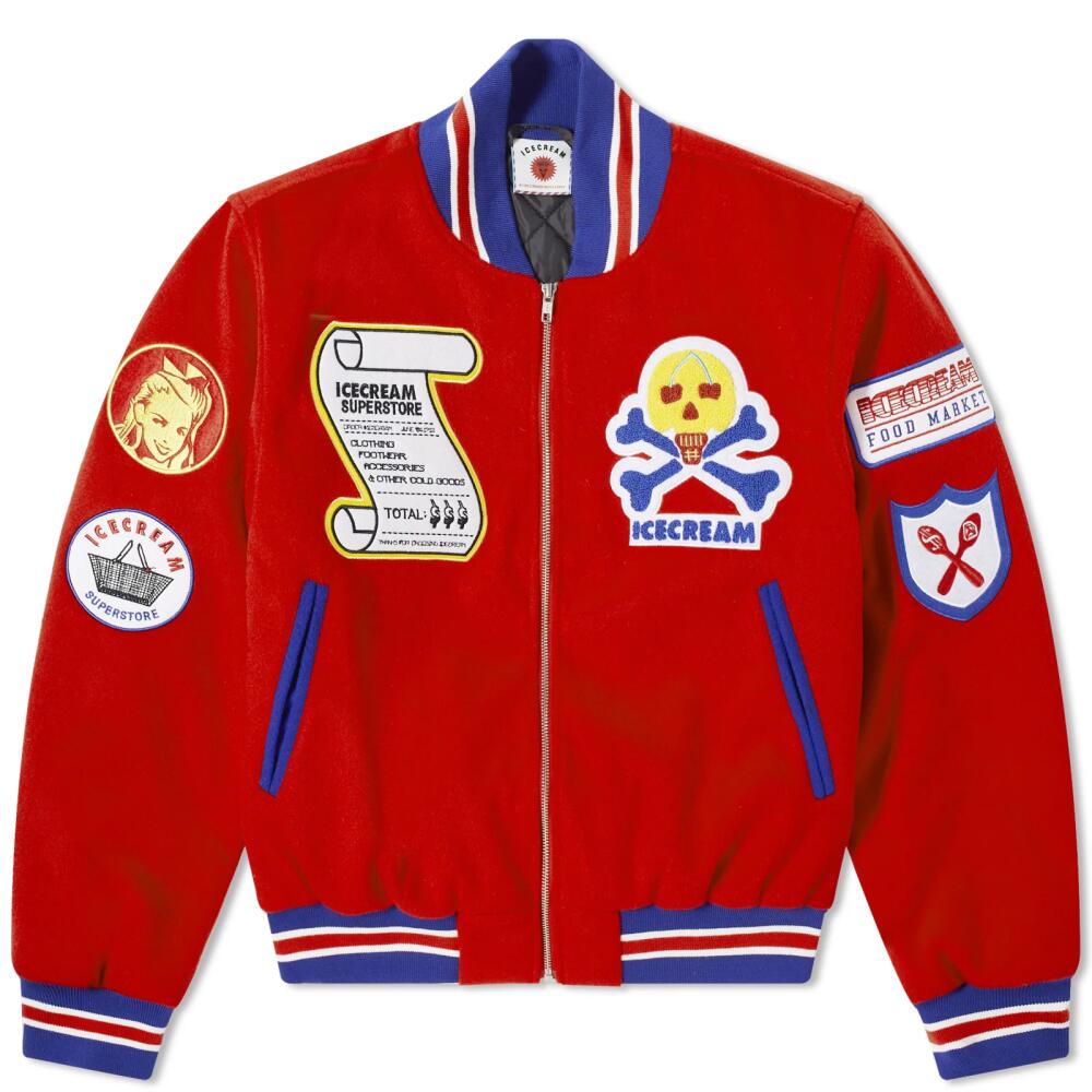 ICECREAM Men's Supplies Varsity Jacket in Red Cover