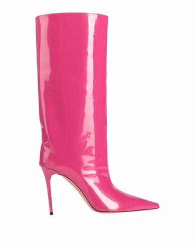 Amina Muaddi Woman Boot Magenta Leather Cover