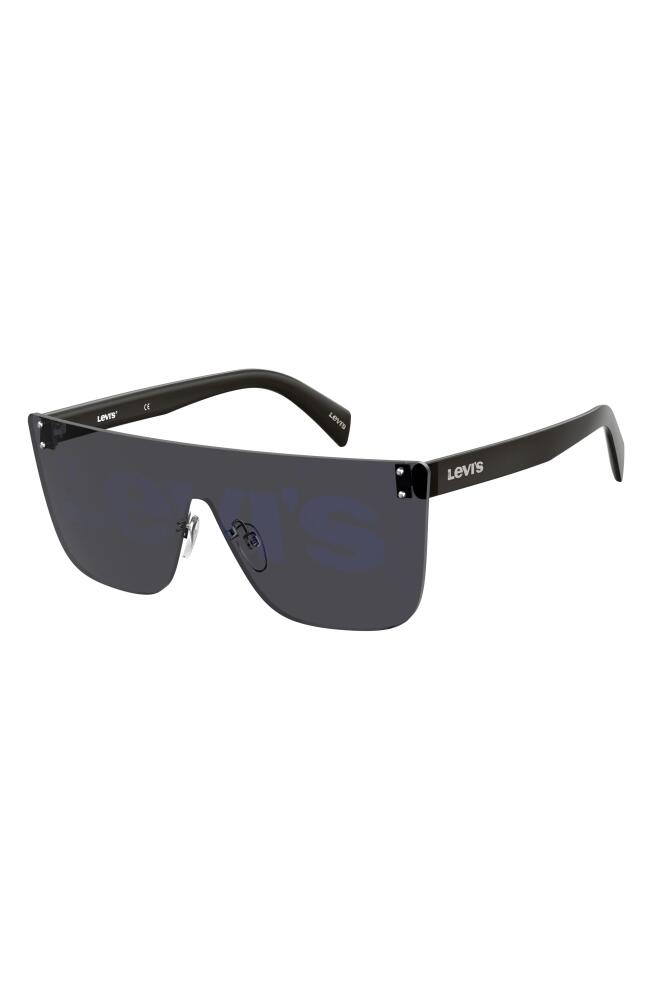 levi's 99mm Mirrored Shield Sunglasses in Grey/Blue Mirror Blue Cover