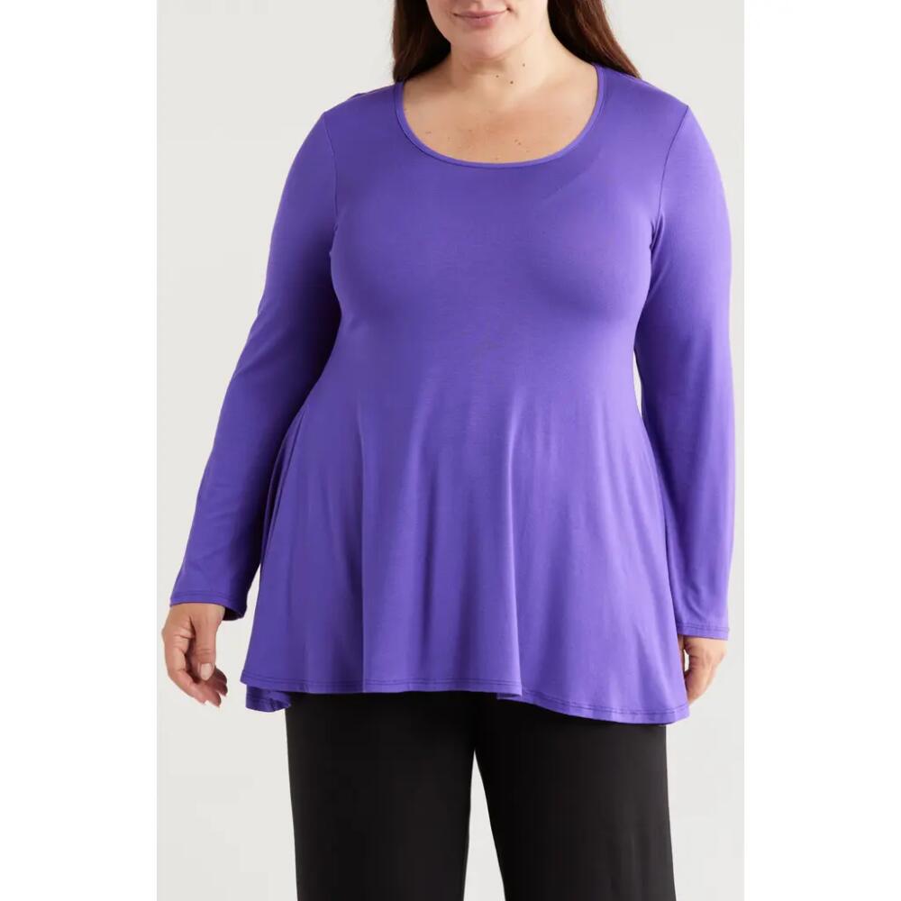 24seven Comfort Apparel Swing Asymmetric Hem Tunic Top in Amethyst Cover