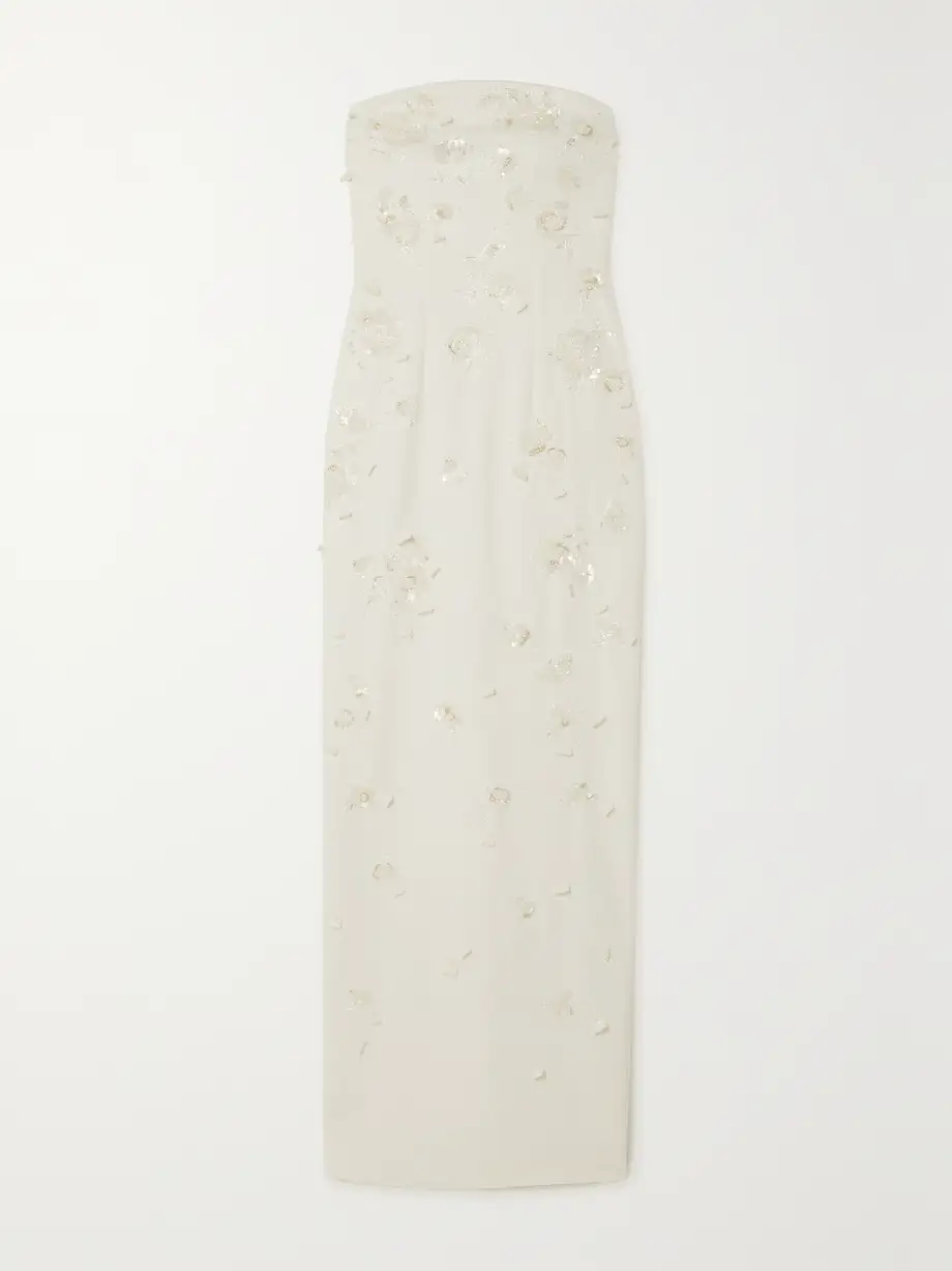 Clio Peppiatt - Strapless Embellished Stretch-crepe Gown - Ivory Cover