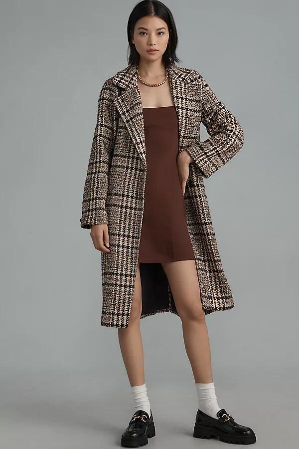 Avec Les Filles Notch-Lapel Plaid Raglan-Seam Coat Jacket Cover