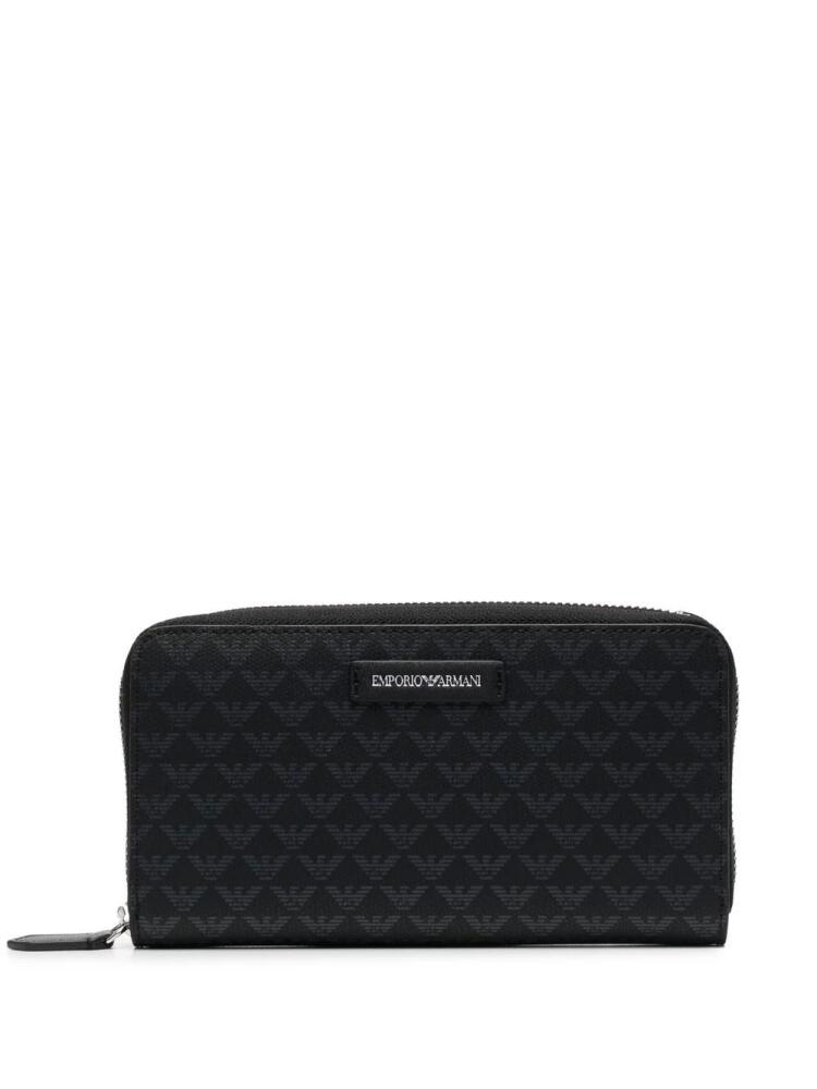 Emporio Armani logo-print zip-fastening wallet - Black Cover