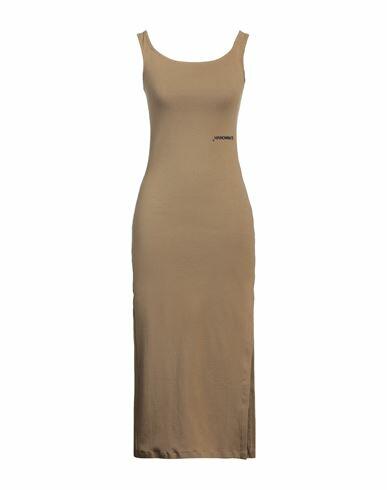 Hinnominate Woman Midi dress Khaki Cotton, Elastane Cover