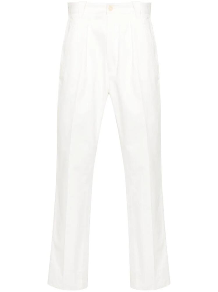 FURSAC pleated cotton slim-fit trousers - White Cover