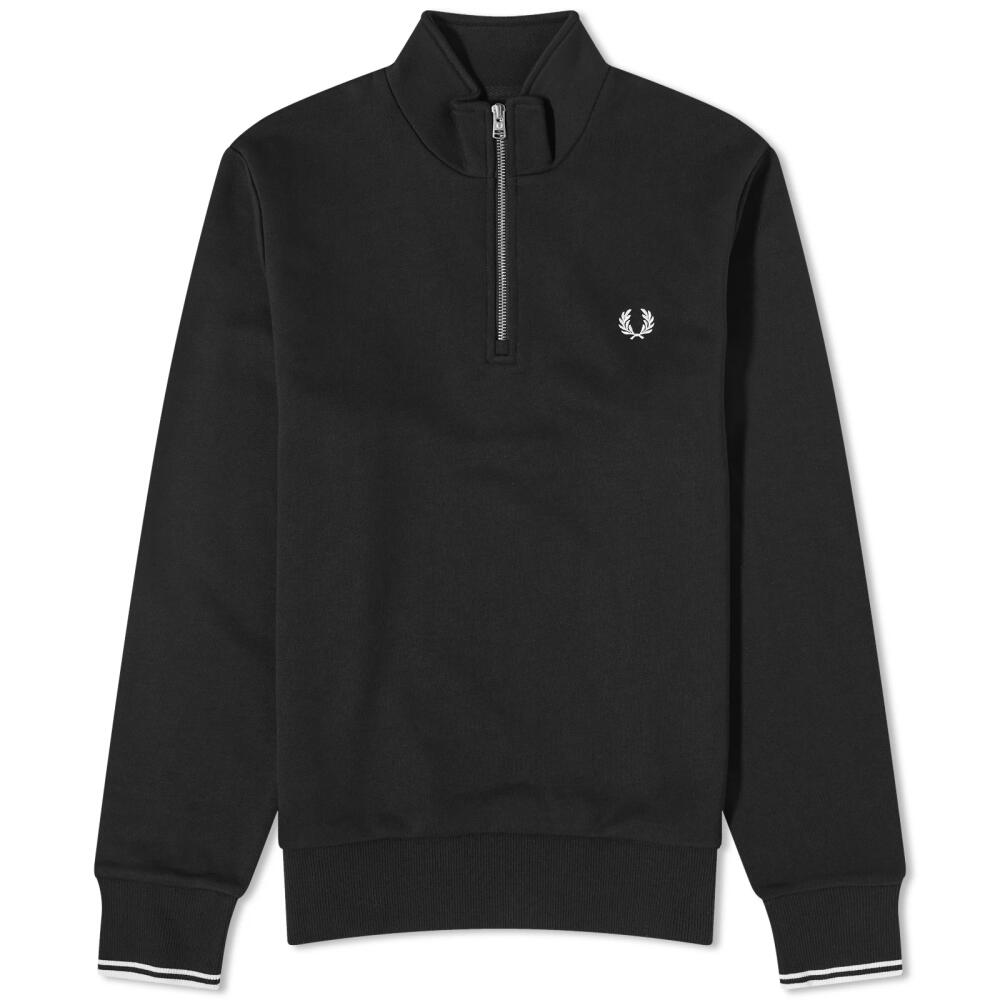 Fred Perry Men's Half Zip Sweat in Black Cover