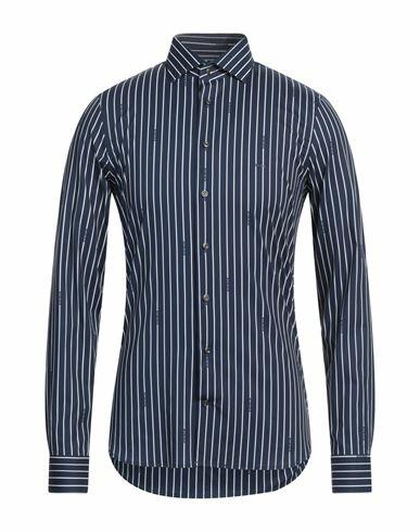 Michael Kors Mens Man Shirt Navy blue Cotton, Elastane Cover