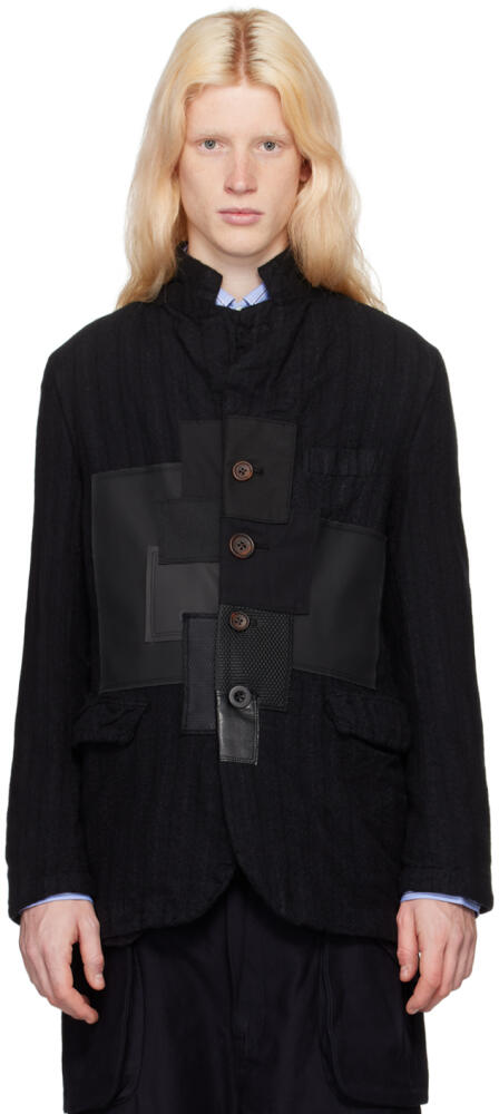 Junya Watanabe Black Patchwork Blazer Cover